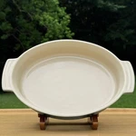 Creuset - Oval Au Gratin Casserole Stoneware Baking Dish 02.04 Green. Fixed Price $44.99.