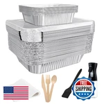 Bibradaa 35 Pack 9 13 Disposable Aluminum Pans With LIDS(25PC) & 8 Fo. Fixed Price $51.42.