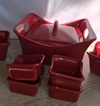 8PC Rachael Ray Stoneware: 2.5QT Covered Casserole Dish + 6 3/10OZ Ramekins. Fixed Price $50.00.