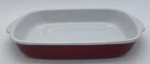 Corningware Etch Baking Dish Qt Casserole 13"X9" Red & White Stoneware. Fixed Price $32.95.