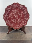 Temp-tations By Tara Floral Lace Cranberry-colored Ceramic Dinner Plates. Fixed Price $25.00.