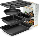 Zapstarz 5 Baking Pans Set, Nonstick Sheet Tray Pieces, Black. Fixed Price $35.45.