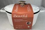 Beautiful Enameled Cast Iron Dutch Oven 4QT White Icing Kitchenware Brand New. Fixed Price $42.99.