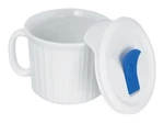 Corningware French White Pop-ins 20-OUNCE Mug With Blue Vented Plastic Cover,. Fixed Price $20.49.