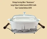 Rare Corning Ware Renaissance Large 4QT Lidded Casserole With Cradle C1970. Fixed Price $74.95.