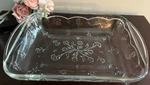 Vintage Anchor Hocking Savannah Clear Floral Glass Casserole Baking Dish 9 X 13. Fixed Price $23.95.