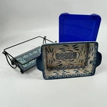 Temptations Old World Blue Loaf Pan 1.5 Qt With Lid Rack And Trivet 10" Kitchen. Fixed Price $45.00.