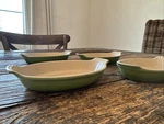 4- Creuset Stoneware Me Brulee Palm Green Baking Dishes Euc. Fixed Price $42.50.
