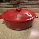Emile Henry Flame 6.3 Quart Oval Stewpot Dutch Oven, Burgundy Read Description. Fixed Price $75.00.