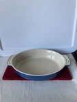 Creuset Blue Ceramic Stoneware Oval Handled Open Casserole Baking Dish. Fixed Price $45.00.