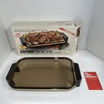 Pyrex Designs Rectangle Baking Dish Qt & Brass Carrier Cradle 2331-F Euc. Fixed Price $49.99.
