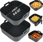 9 Inch Square Silicone Air Fryer Liners For 6 8QT, Set Of 2, Reusable. Fixed Price $21.40.