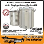 Bayou Classic Stainless Steel Quart Stockpot With Spigot Basket Lid 1140. Fixed Price $214.88.