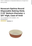 Novacart Optima Round Disposable Baking Mold Case Of 1440 France. Fixed Price $150.00.