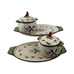Temptations Cardinal Covered Soup Bowls Sandwich Tray Set Of 2 Bird Holly. Fixed Price $34.99.