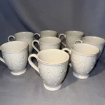 Set 8 White Lenox French Perle Coffee Cups Embossed Beaded Chips Breaks. Fixed Price $58.50.