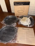 New Pampered Chef 9611 Nonstick 3 Cake Pan Set With Bonus Checkerboard Insert. Fixed Price $25.00.