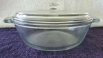 Anchor Ovenware Casserole #1038 With Lid 2 Qt 9" Diameter Clear Glass Made Usa. Fixed Price $17.50.
