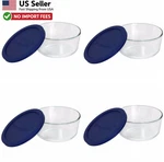 Pyrex 4 Cup Round Glass Storage Containers Pack Blue Lids From Usa. Fixed Price $41.88.
