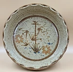 Studio Art Pottery Baking Dish 8 Stoneware Speckled Scalloped Rim Rustic. Fixed Price $39.99.