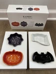 Of 4 Mini Halloween Le Creuset Treat Bowls Bat Cassis Web Pumpkin Dishes. Fixed Price $110.99.