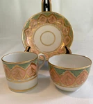 Unmarked Antique Porcelain 3 Pc Coffee Cup, Saucer, & Can Trio. Fixed Price $90.00.
