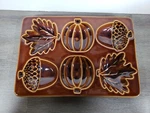 Crate & Barrel Fall Cakelet Bread Mold Brown Acorn Pumpkin Leaf Glazed Ceramic. Fixed Price $19.99.