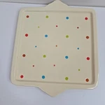 Temptations By Tara Polka Dot 11.5" Square Serving Platter Tray Cream Blue Green. Fixed Price $12.50.