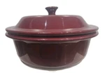 Pampered Chef Stoneware 6 CUP/1.5 Round Cranberry Covered Casserole Baker /lid. Fixed Price $25.00.
