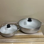 Imusa 2.5/7.0QT 12 9 Cast Aluminum Caldero 2PC Set With Glass Lids Free Shipp. Fixed Price $49.99.