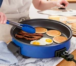 Temptations K49789: 12" Non-stick Rapid Electric Skillet W/ Lid Confetti White. Fixed Price $25.99.