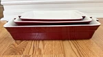 Sur La Table Oven 3 Piece Nesting Stoneware Casserole/baking Set - Red. Fixed Price $39.99.