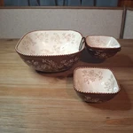 Temptations By Tara Floral Lace Chocolate Brown Chips Dip 3 Qt Bowl Set. Fixed Price $39.99.