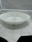 Vintage Mcm Glasbake J-2352 Atomic Starburst Milk Glass Divided Dish No Lid. Fixed Price $12.00.