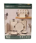 Country Kitchen 10 Piece Baking Pan Set/ White & Gray/ Nonstick/ New. Fixed Price $35.99.