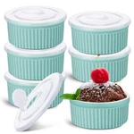 6 Sets Porcelain Ramekins With Lids 8 Oz Oven Safe Creme Brulee Souffle Ramek.... Fixed Price $39.50.