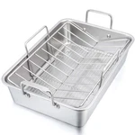 P&p Chef 16" Roaster Roasting Pan With Baking And Vshaped Rack, Stainles.... Fixed Price $70.73.