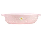 Strawberry Street Daisy Polka Dot Round Baker, Pink 10". Fixed Price $28.80.