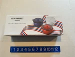 Le Creuset Of 3 Mini Cocottes Ramekins White Blue Stoneware Dishes. Fixed Price $74.99.