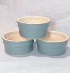 Set Of 3 Cermer Sky Blue Ramekins Baking Br Custard Dessert Cups 4 Oz. Fixed Price $10.19.
