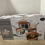 Culinary Edge Ceramic Copper Pro Non-stick Cookware 7 Pc Set. New. Fixed Price $67.96.