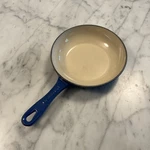 Vintage Creuset 6.5" Blue Enameled Cast Iron Small Fry Pan. Fixed Price $30.00.