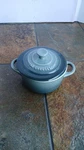 Le Creuset Stoneware Mini Cocotte 8OZ Covered Ramekin Ocean Teal Ombre 16.22. Fixed Price $35.27.