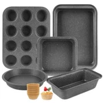 Baking Pans Set, 5 Piece Grey Marble Nonstick Bakeware With 100 Cupcake Liner.... Fixed Price $36.49.