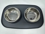 Small Dog Cat Food Bowls Stainless Steel With Anti-slip Gorilla Grip Mat Gray. Fixed Price $12.99.