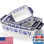 Soujoy 3 Pack Porcelain Bakeware Set, Rectangular Baking Dishes, Lasagna Pan For. Fixed Price $78.14.