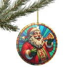 Ceramic Ornament, Santa With Pizza Holiday Decoration, Christmas Tree. Fixed Price $18.50.