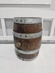 Rustic Miniature Wooden Whiskey/wine Barrel Heavy Man Cave Decor 10.25". Fixed Price $85.95.