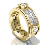 18K Yellow And White Gold Half Bezel Genuine Prince Cut Round Diamond Ring. Fixed Price $4295.00.