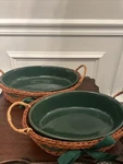 Temp-tations Presentable Ovenware Casserole Dishes Set Of 2 With Wicker Baskets. Fixed Price $24.50.